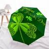 Clover, St. Patrick's Day Themed Automatic Opening and Closing Umbrella, Portable Tri fold Small Umbrella for Men and Women,Gift0725054z