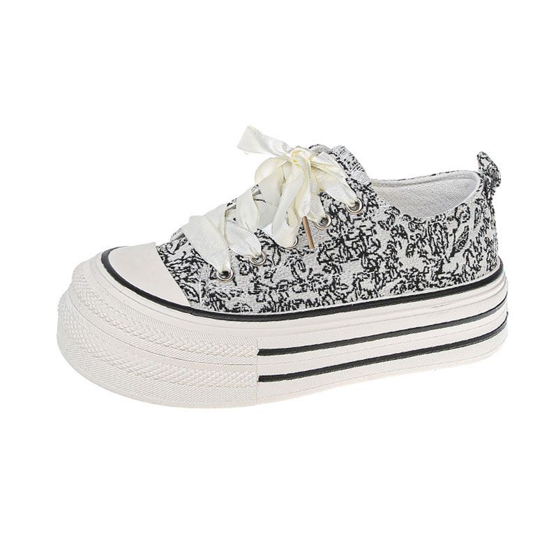 National style canvas shoes women's spring and summer thick-soled heightening board shoes thin niche fashion versatile casual
