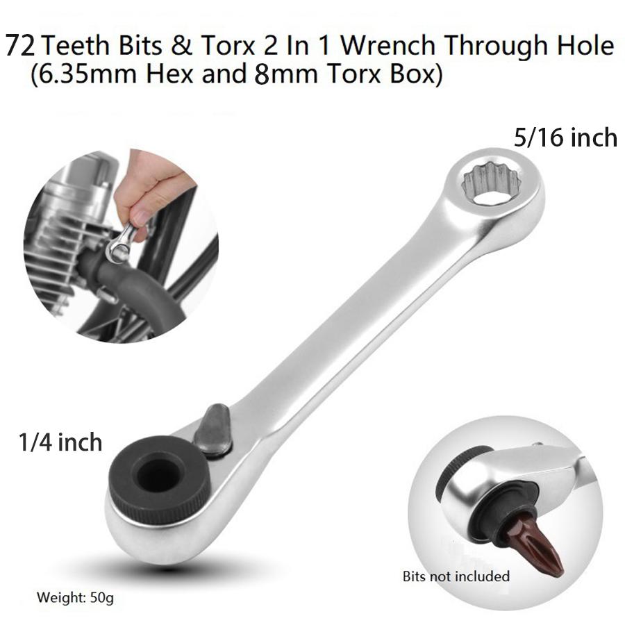 

1/4 Inch Drive Tool, 72 tooth ratchet, Mini Double Ended Ratchet Wrench Quick Release Socket Set Hex Torque Tool for Automotive
