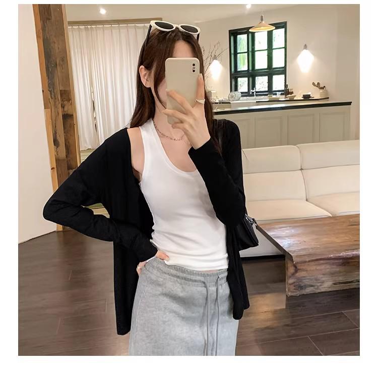 Cardigan Subțire Gri pentru Femei 2026: Tricou Korean cu Mânecă Lungă pentru Primăvară & Toamnă