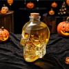 Skleněná karafka ve tvaru lebky, 3D gotická láhev na whisky se zátkou, Nový dávkovač likérů pro domácí bar, Halloweenský dárek
