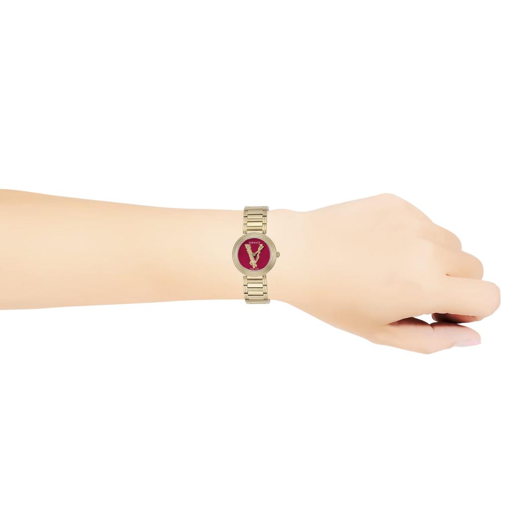 [Versace] Uhr Virtus Mini Venus Mini Rotes Zifferblatt Edelstahl Saphirglas Quarz 28MM Schweizer Uhr VET300321 Damen Gold [Artikel]