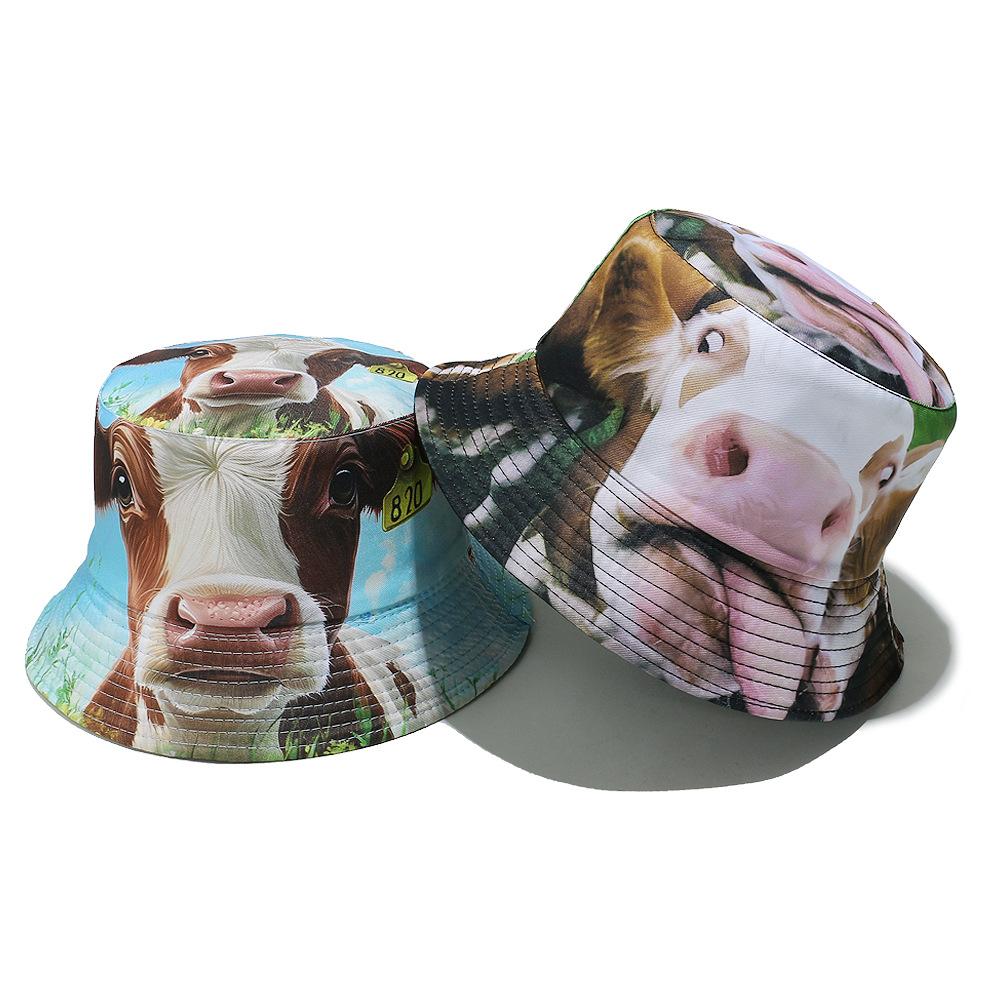 Yto Scarf Women's Blue Bucket Hat Cartoon Fisherman Hats Print Panama Cap Double Sides Reversible Caps For Men Unisex Summer Outdoor Cm