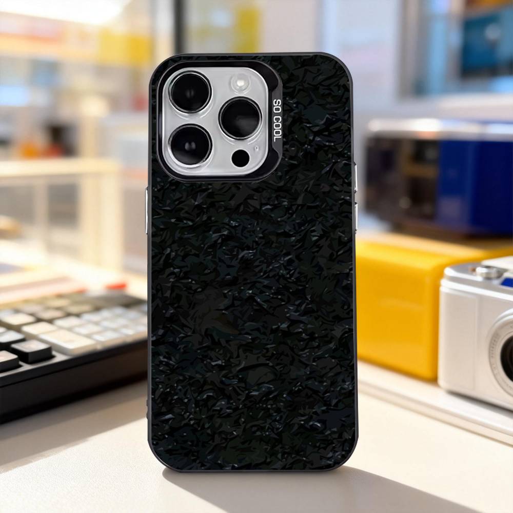 Carbon Fiber Pattern Painting Phone Case For iPhone 11,12,13,14,15,16,17,Pro,Max,Plus,E,Air,Mini IMD Matte Black