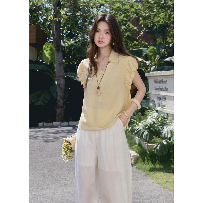 Women's French Style Tencel Puff Sleeve Shirt