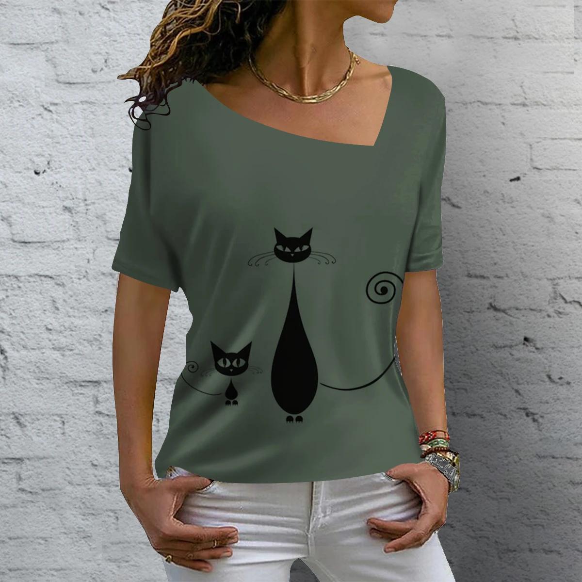 Модные женские футболки с 3D-принтом с анимированным котом — фото 6