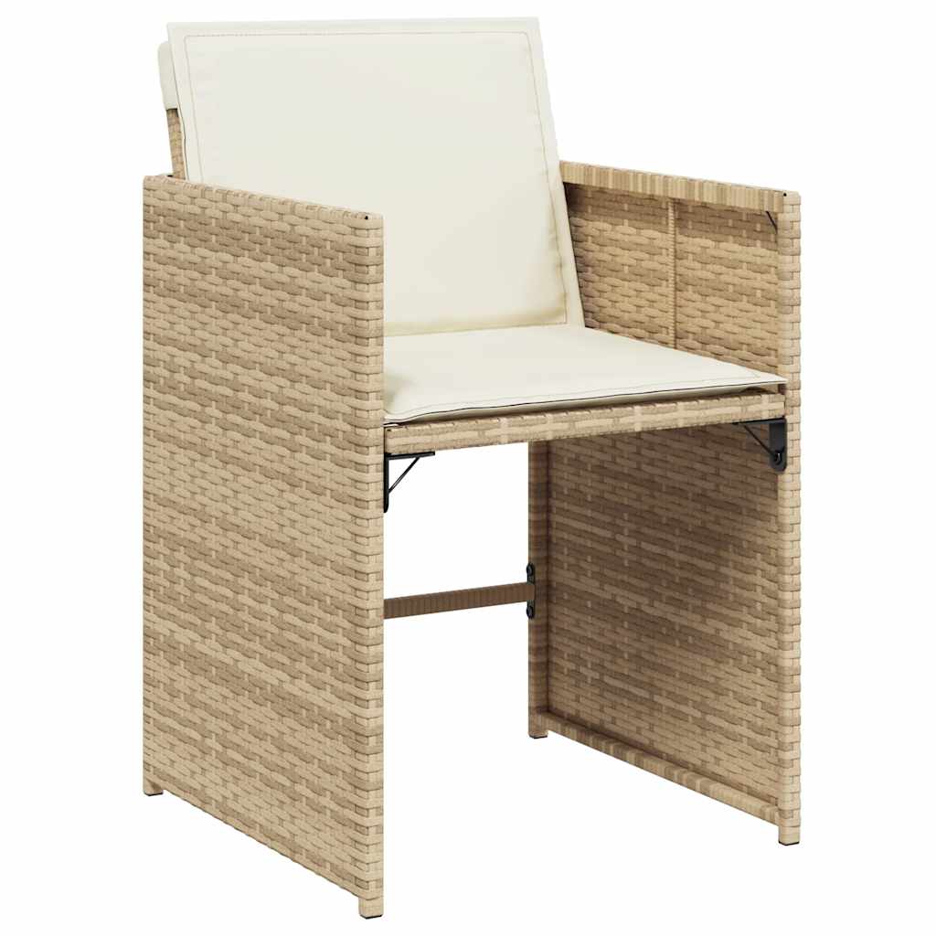 Vidaxl 9-Cz. Garden Furniture Set With Cushions, Beige, Poly Rattan