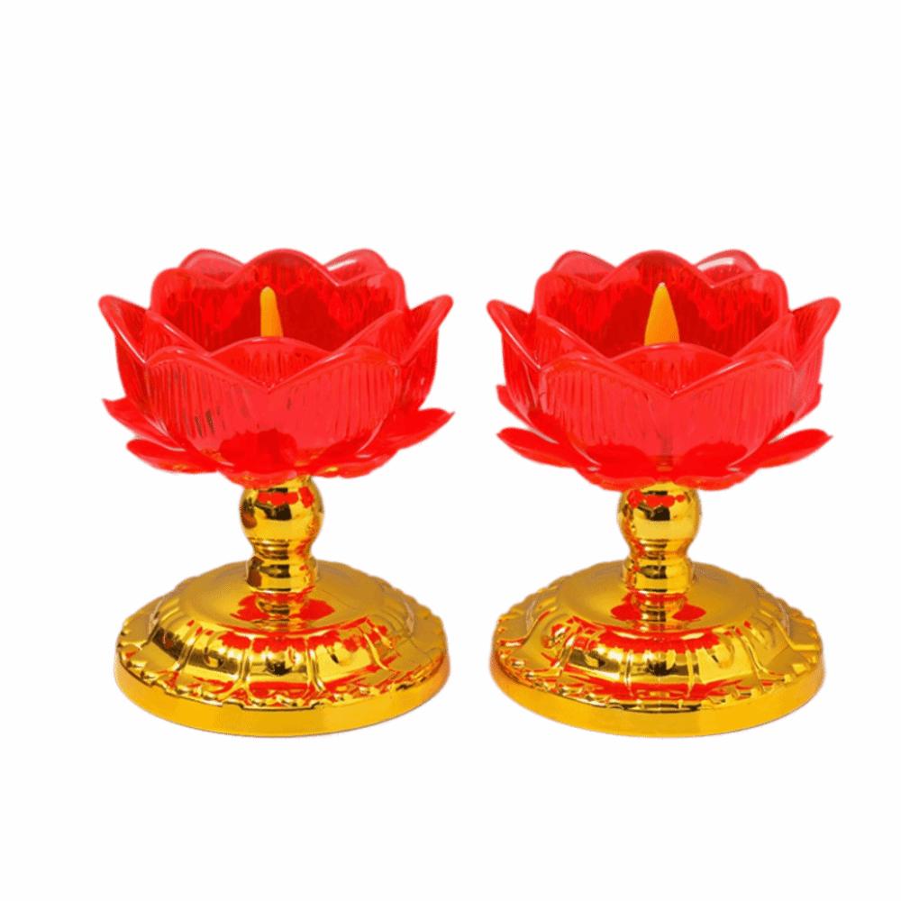 2Pcs Battery Operated Electronic Lotus Lamp Ornament Swing Flameless Candles Outdoor Night Lamp