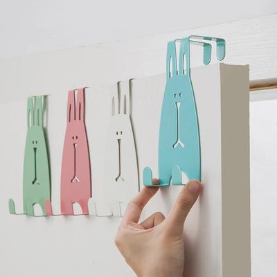Gancho de porta de coelho de desenho animado, gancho de suporte de carga forte, sem perfuração, para guarda-roupa, utensílios domésticos