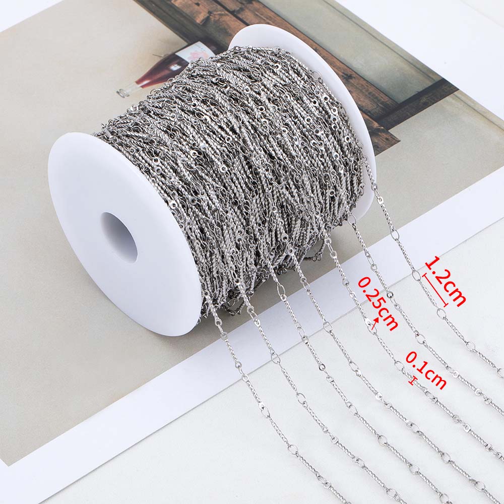 No Fade 1meter Stainless Steel Spiral Twist Stick Link Chain Wave Metal Chain for DIY Necklaces Bracelet Jewelry Making Findings