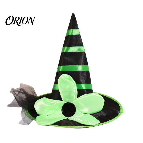 Soft Playful Witch Hat Halloween for Women Girls, Large Striped Wizard Decorative Headpiece with Flower Costume Accessories, Cosplay, Party Flowers