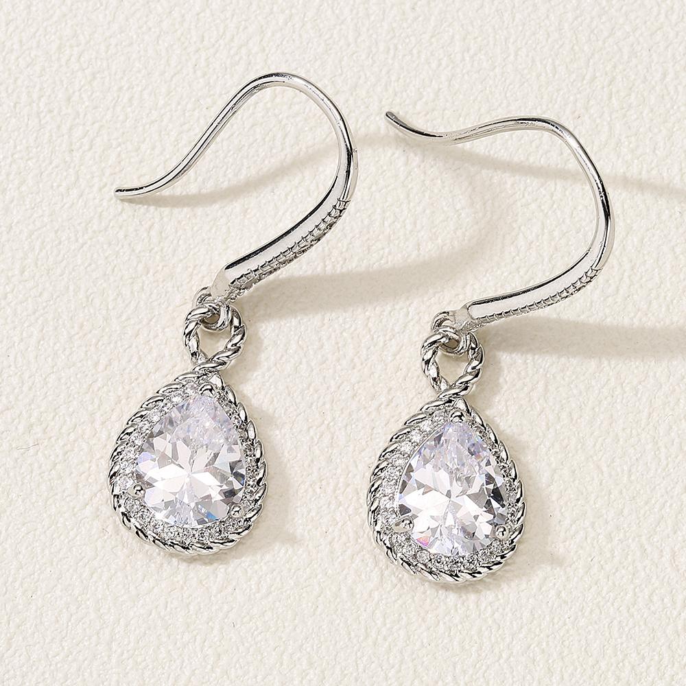 ZAKOL Luxury Teardrop Cubic Zirconia Dangle Earrings For Women Sparkling Crystal Earrings Bridal Wedding Party Jewelry Gift