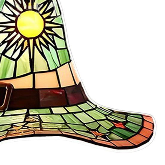 Halloween Witch Hat Hanging Decoration Stained Glass 2D Flat Acrylic