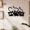 Decorative Metal Cat Figures Black Wall Art, Cartoon Kitten Silhouette Decoration, Playful Sign Sculpture for Lovers, Minimalist Room Living