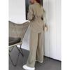 2025 Women's Autumn Casual Set: Solid Color Drawstring Top & Wide-Leg Pants