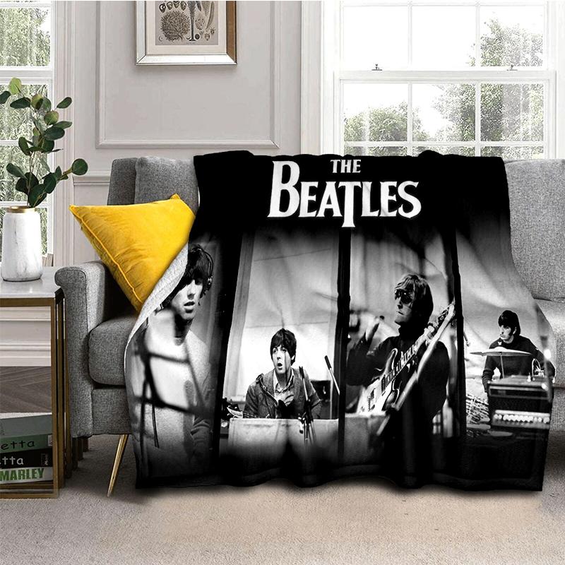 Coperta Flanella 3D The B-Beatles Rock Band Star Morbida Calda Plaid per Camera da Letto Soggiorno Letto Viaggio Campeggio Picnic Regalo