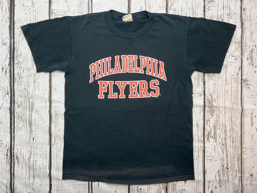 Y2K Philadelphia Flyers Spell Out NHL Hockey Lee Sport Men's Black T-Shirt - M Unisex T-Shirt