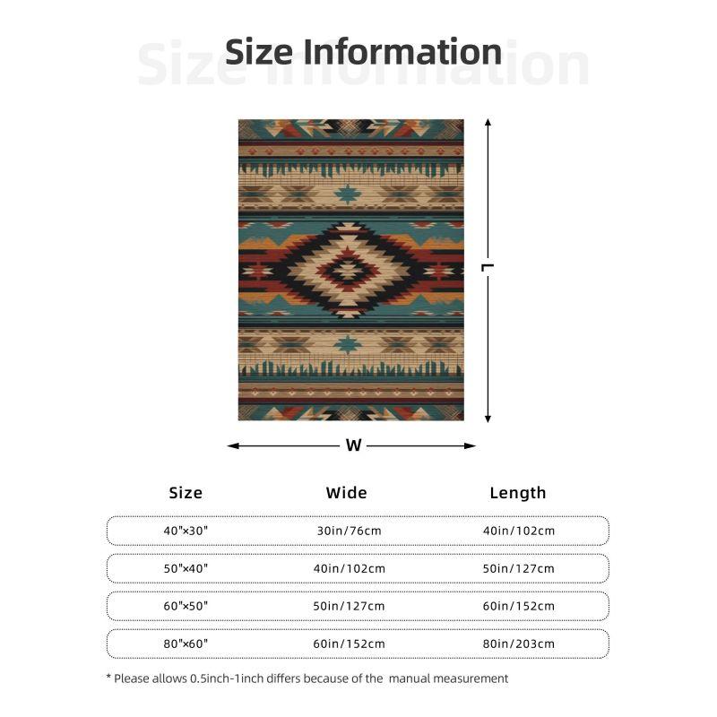Coperte Personalizzate Stampate in 3D con Motivi Tribali Navajo Nativo Americani Traspiranti Morbide Flanella Coperta Invernale da Divano Auto Letto