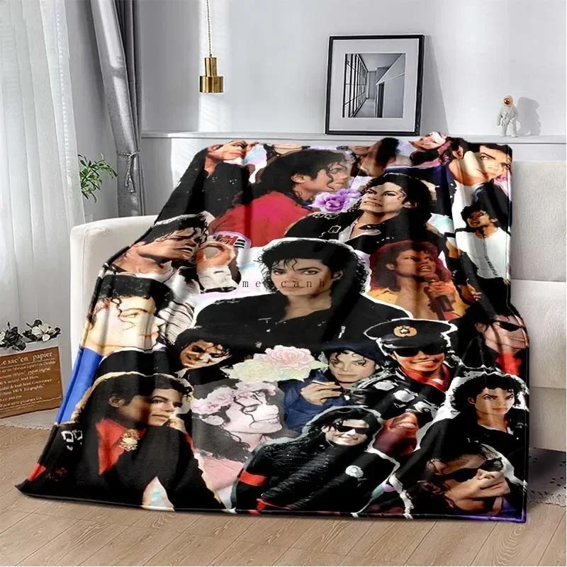 Custom Pop Music Michael J-Jackson Printed Flannel Blanket , Warm Soft Cozy Blanket Flannel Livingroom Home Decor Birthday Gi