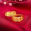 Vintage Sand Vietnamese Gold Abacus Open Ring Elegant Brass Gold Plated Jewelry Gift For Women