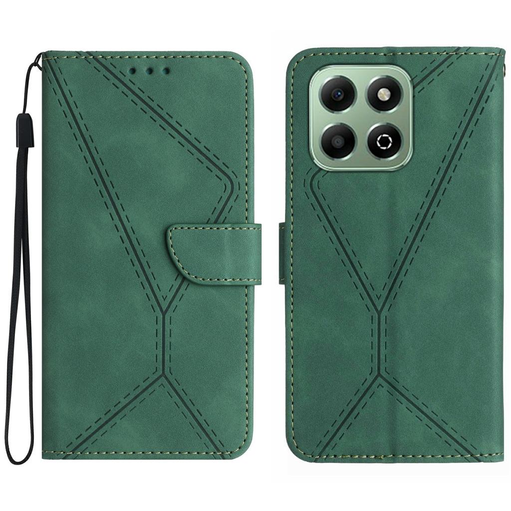 HT05 For Honor X7c 4G/200 Smart 5G Case Skin-Touch Lines PU Leather Flip Phone Cover