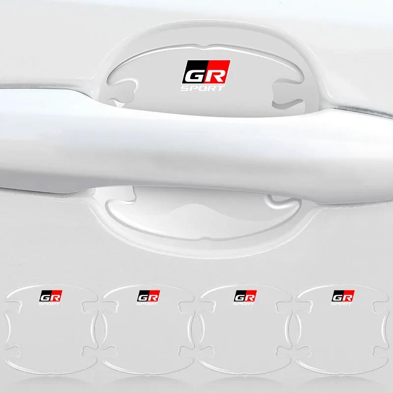 4Pcs Car Body Protection Strip Auto Door Handle Bowl Anti-Scratch Sticker For Toyota Corolla RAV4 Yaris Hilux GR Gazoo Racing