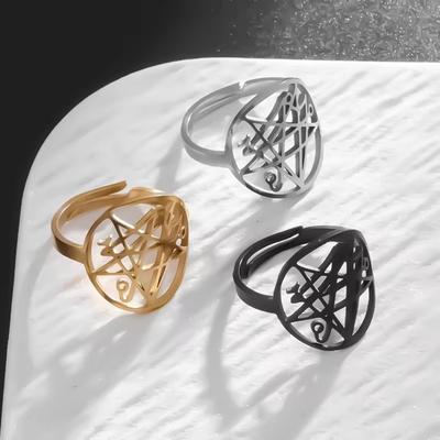 New Book of Necromancer Symbol Stainless Steel Ring Neutral Style Men and Women Versatile Fashion Accessories