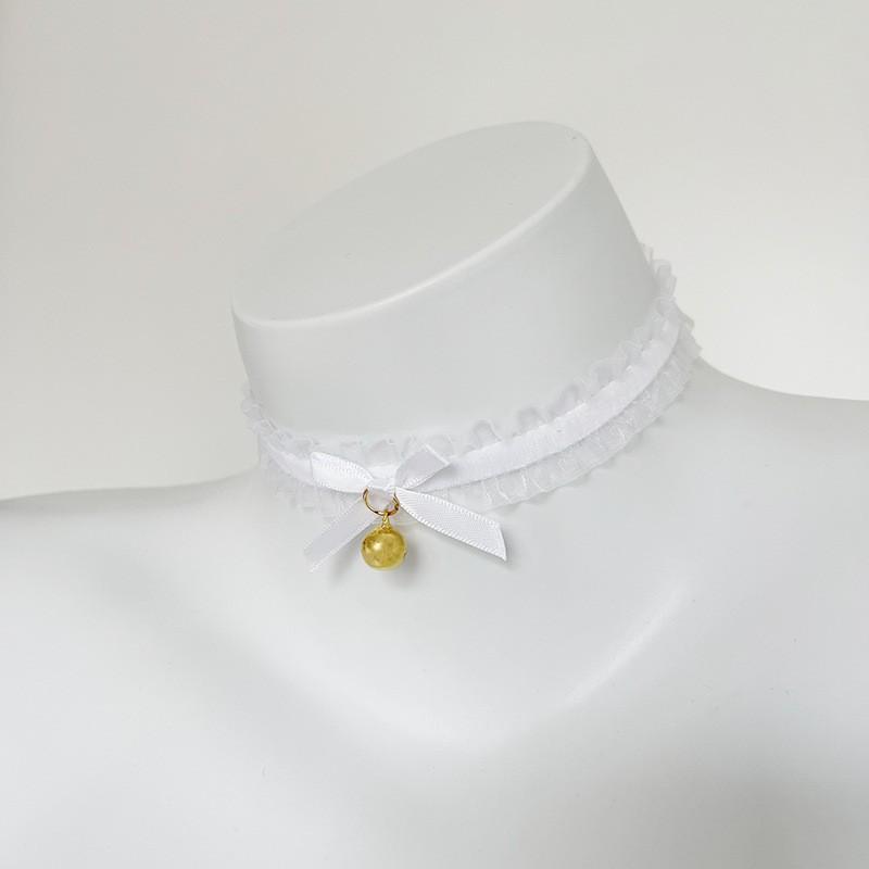 Spitzen-Glocken-Choker Damen Schwarze Schleife Samt mit Rüsche Süßer Modeschmuck