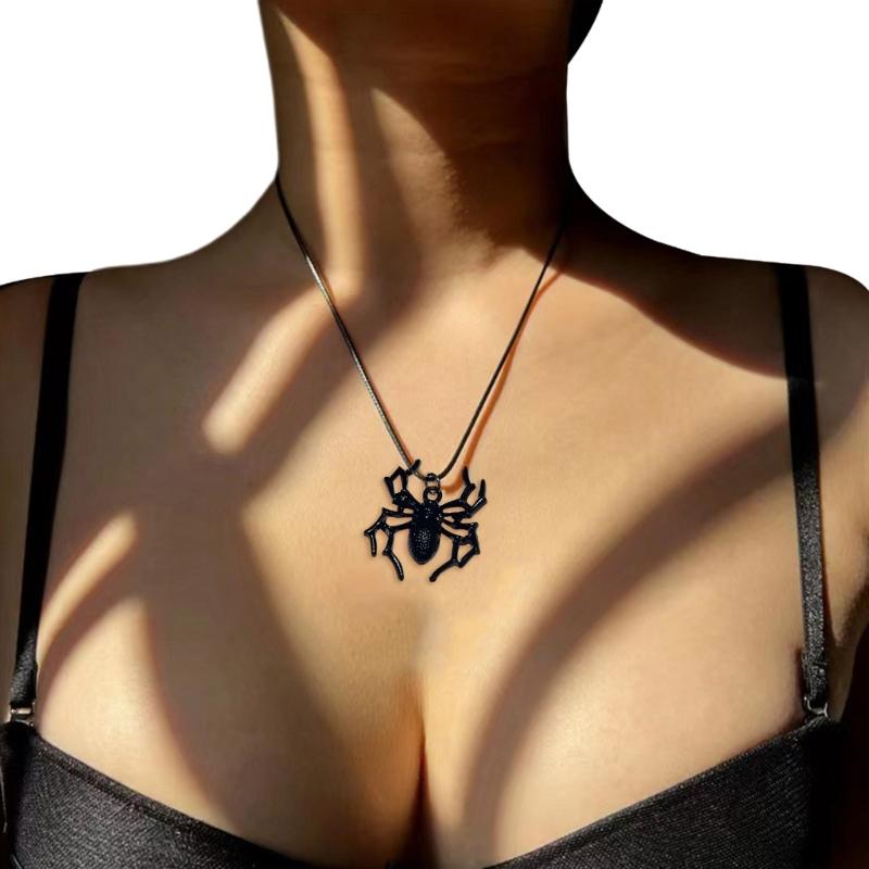 Halloween Cross Moth Charm Clavicle Chain Hip Hop Jewelry for Women Girl Party