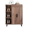Narrow Shoe Cabinet, Double-Door, Shoe Rack with Open Compartments, Wood Look, Multi-Purpose Cabinet for Hallway, for Small Spaces, with Top Shelf