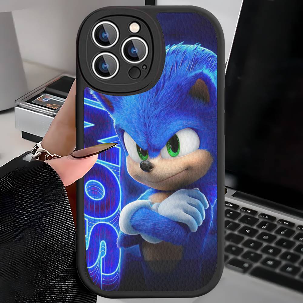 

Game Sonic Movie Anime Leather Phone Case For IPhone 16 16e 15 14 13 12 11 Pro Max Plus Mini Cover iPhone 15 pro