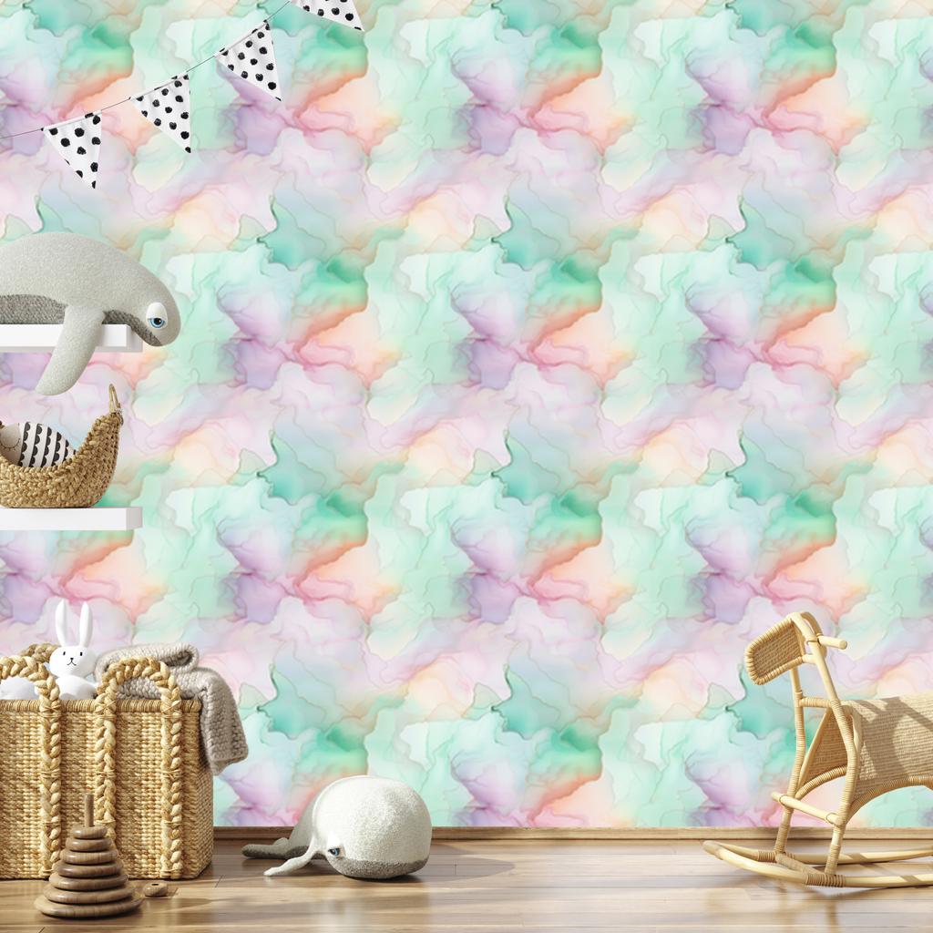 Ink Wallpaper Light Gray, Mint, and White for Living Room and Bedroom 50x1000