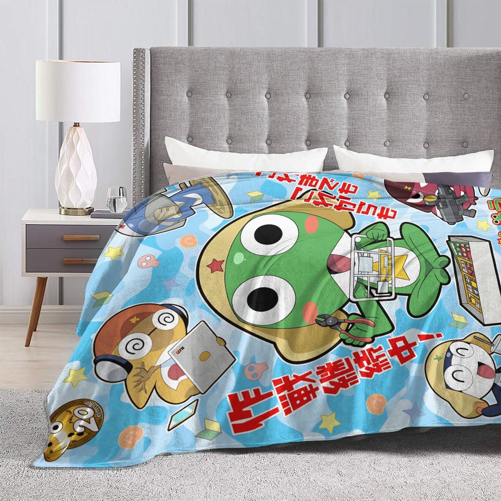 Classic Comedy Anime Keroros Frog Blanket  Travel Flannel Throw Blanket For Couch Chair Super Soft Design Quality Bedspread Gift
