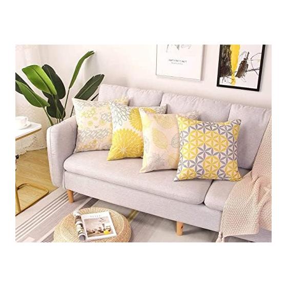 Cushion Cover 45 45 Set of 4 Scandinavian Geometric Pattern Different Pattern Linen Flax Cute Stylish Zipper Modern Home Decoration Car Ornament All