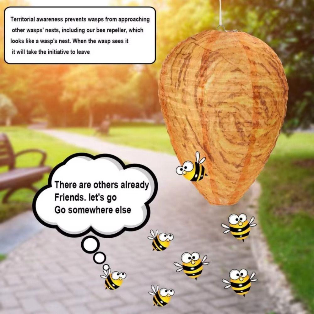Hornets Deterrent Waterproof Wasp Nest Decoy Reusable Eco-Friendly Fake Wasp Nest Non-Toxic Paper Artificial Beehive Yard
