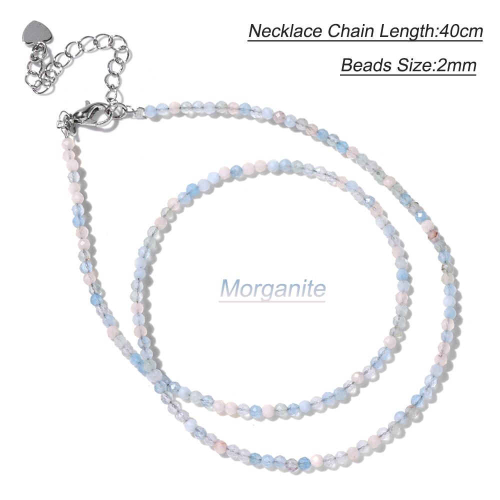 2mm Natural Crystal Beads Necklace Tiger Eye Stone Black Spinel Mix Quartzs Choker Clavicle Chains For Women Men Jewelry