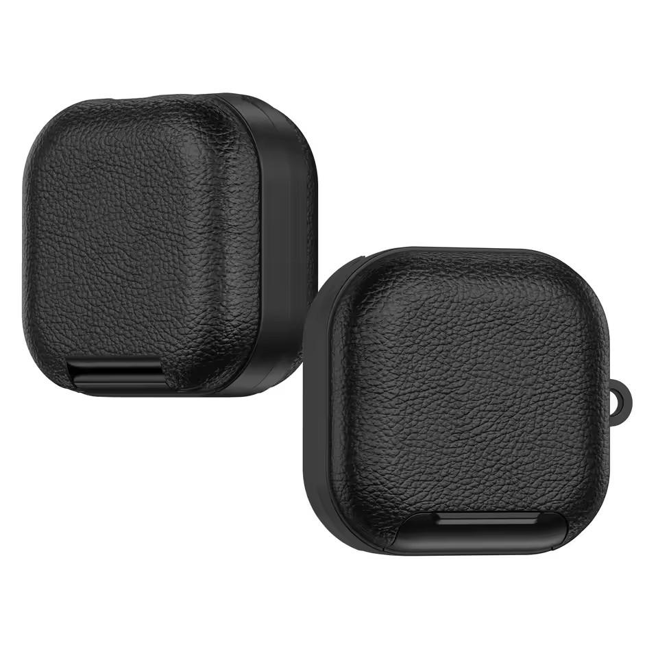 Business Leather Earphone Case With Phone Stand For Samsung Galaxy Buds 4 Pro Shockproof Full Cover Shell For Galaxy Buds 4