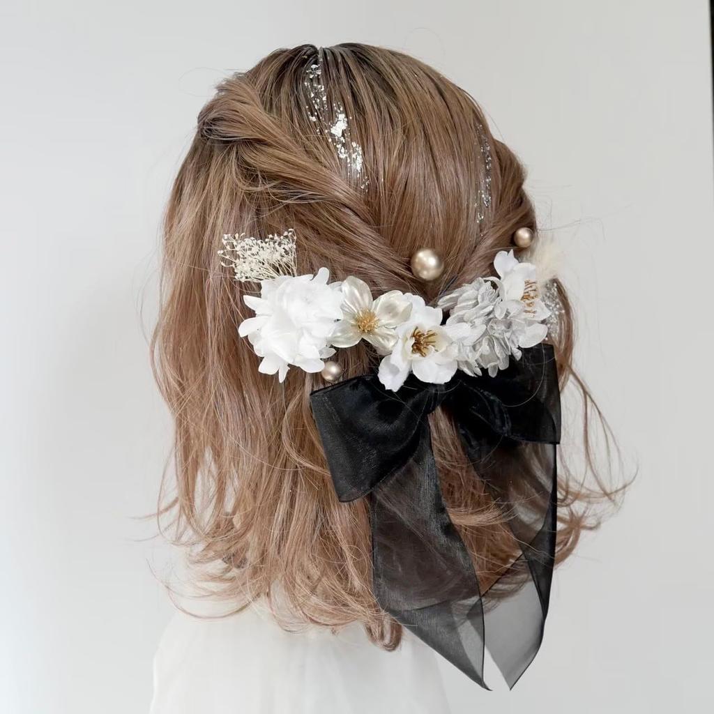 Lomeri Organzová stuha Vlasový doplněk O7 ve 3 (Černá) (Dostupné barvy)