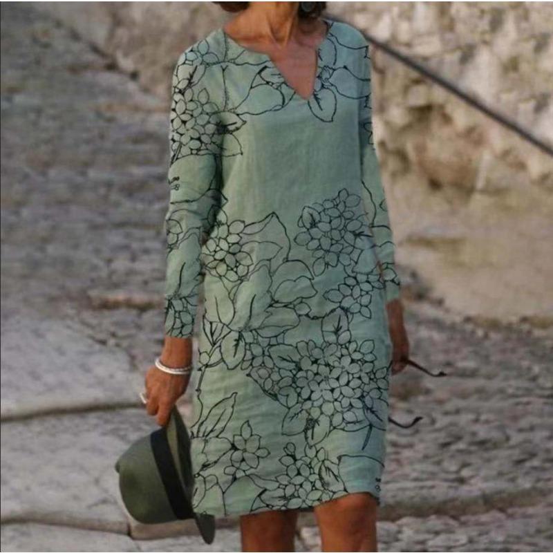 BITCED Fashion Autumn Winter Long Sleeve V-Neck Casual Dresses