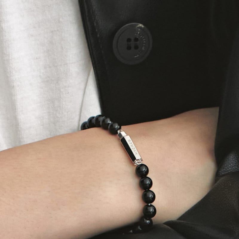 

hyeres-lor H Edition (W) Ball Black Onyx Bead Bracelet HL6B46630WB 16cm