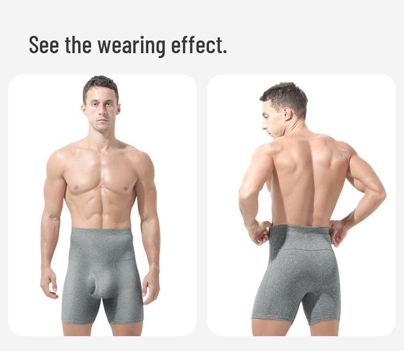 Men's High Waist Tummy Control Plus Size Anti-Chafing Warm Fleece Lined Sport Boxer Shorts