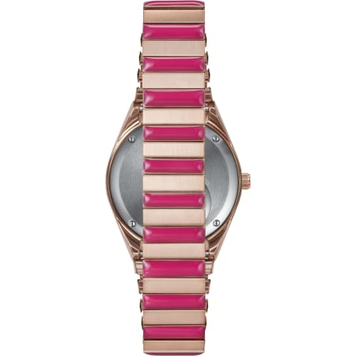 TIMEX Q Timex Women's Pink Dial Stainless Steel Acrylic Quartz Watch TW2W41000