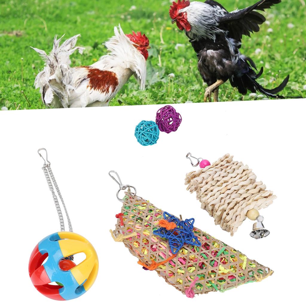 5pcs Foraging Toys Colorful Shred Bell Ball Basket Chewing for Pet Chicken Parrot  Bird