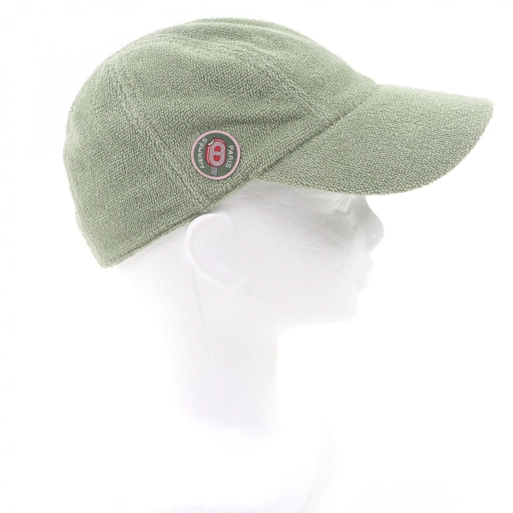 Excellent HERMES Cap Davis Pile Ground Green Cotton Mens M Used