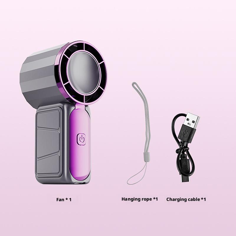 

SEAMETAL Mini Portable Fan Air Turbo Tech 5 Gear Wind Adjustable Handheld Fan LED Display Ultra-quiet USB Rechargeable Pocket Fan 1PC фиолетовый
