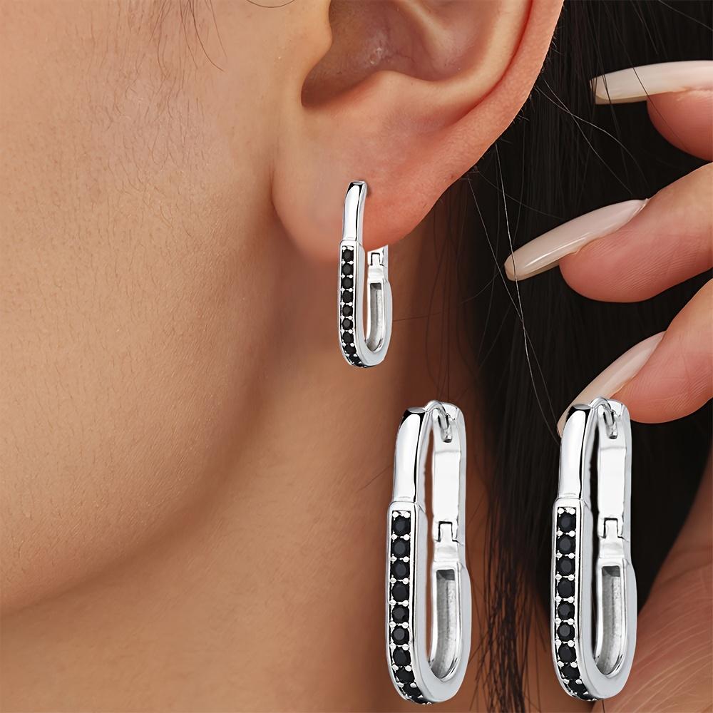 Black Awn Melni rotaslietas stīpas auskari sievietēm Hoop Ear dāvanu auskari