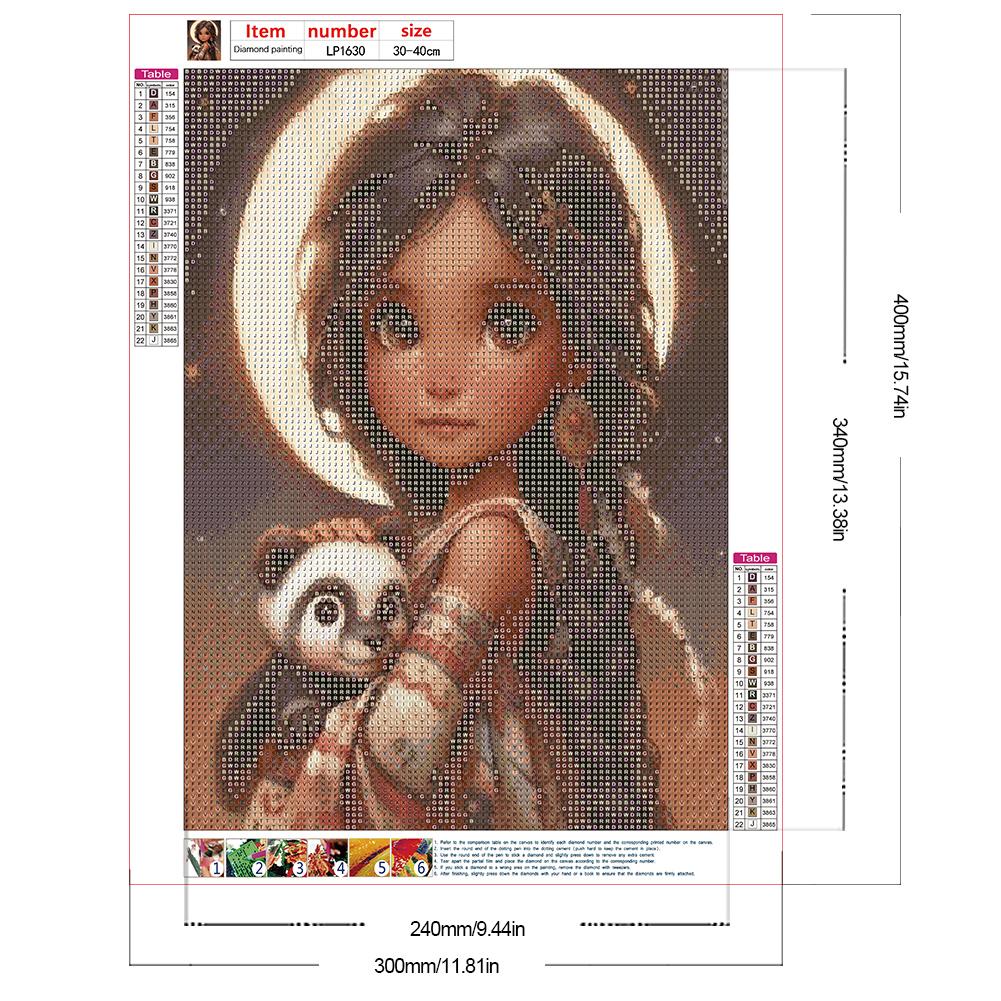 30*40CM 5D DIY Vollrunde Bohrer Strass Süßes Mädchen Kit Kunsthandwerk Mosaik Malerei Stickerei Handgefertigt Heimdekoration Geschenk