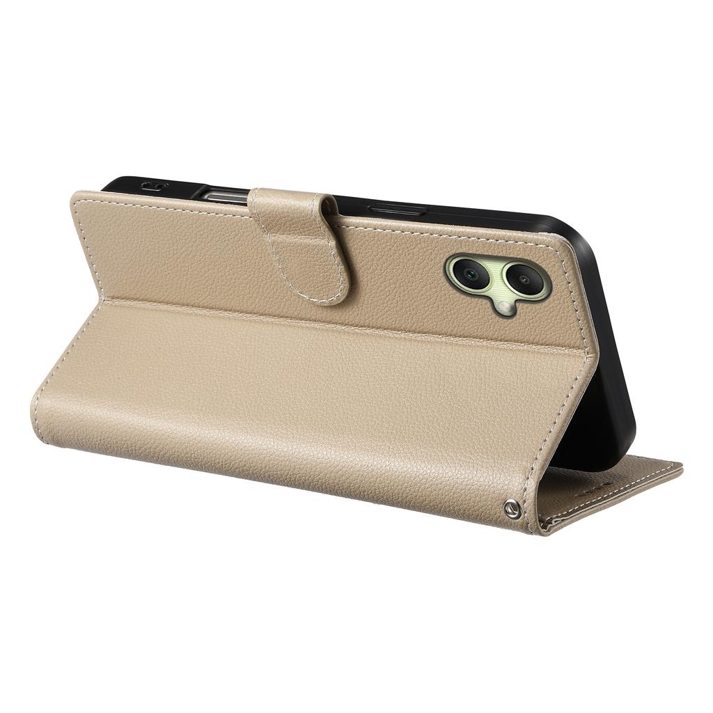 For Samsung Galaxy A07 5G/A07 4G Case Magnetic Snap Litchi Texture Leather Wallet Phone Cover with Wrist Strap