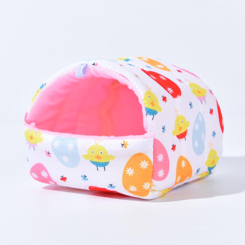 Winter Warm Cotton Nest for Small Pets - Hamster, Rabbit, Mouse House with Floral Design