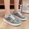 Women's Shoes Faux Leather Flat Shoes Had High Board Shoes Wear-resistant Non-slip Lace-up Sneakers